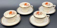 Vintage LaMode China Set Of 4 Cups And Saucers 22k Gold Rim Made In USA