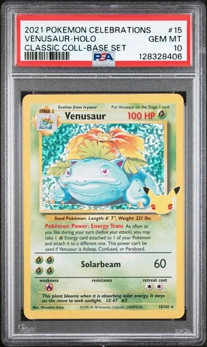 2021 POKEMON CELEBRATIONS CLASSIC COLLECTION #15 VENUSAUR-HOLO PSA 10