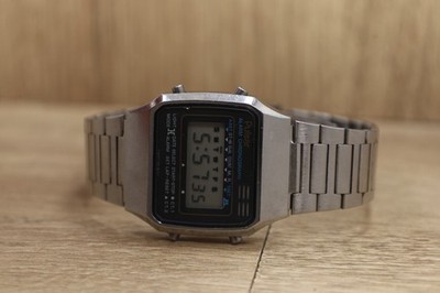 Vintage Pulsar Digital Quartz Watch Y759-5019 Men Silver Steel