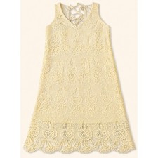 Premier Amour Yellow Floral Lace Sheath Dress Lace Up Back Size 10 Pastel Spring