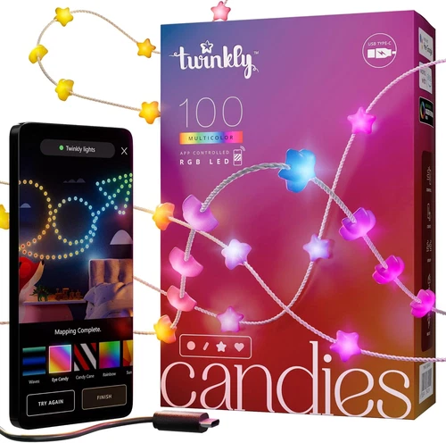 Twinkly Strings AUB-C – 100 Star-Shaped RGB Leds, Clear Wire, AUB-C Size Name...