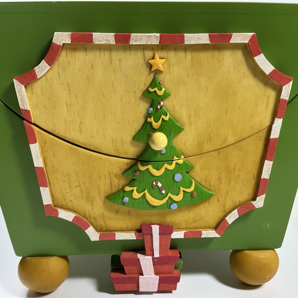 A giant green wooden music box branded with the iconic NBC peacock-era branding — this is a genuine broadcasting oddity that nobody else will have.