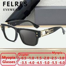 Square Frame Photochromic Myopia Nearsighted Glasses Men Women Shade Sunglasses