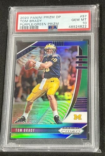 2020 Prizm DP Draft Picks TOM BRADY /199 Purple Green PSA 10 Gem Mint💎POP 15