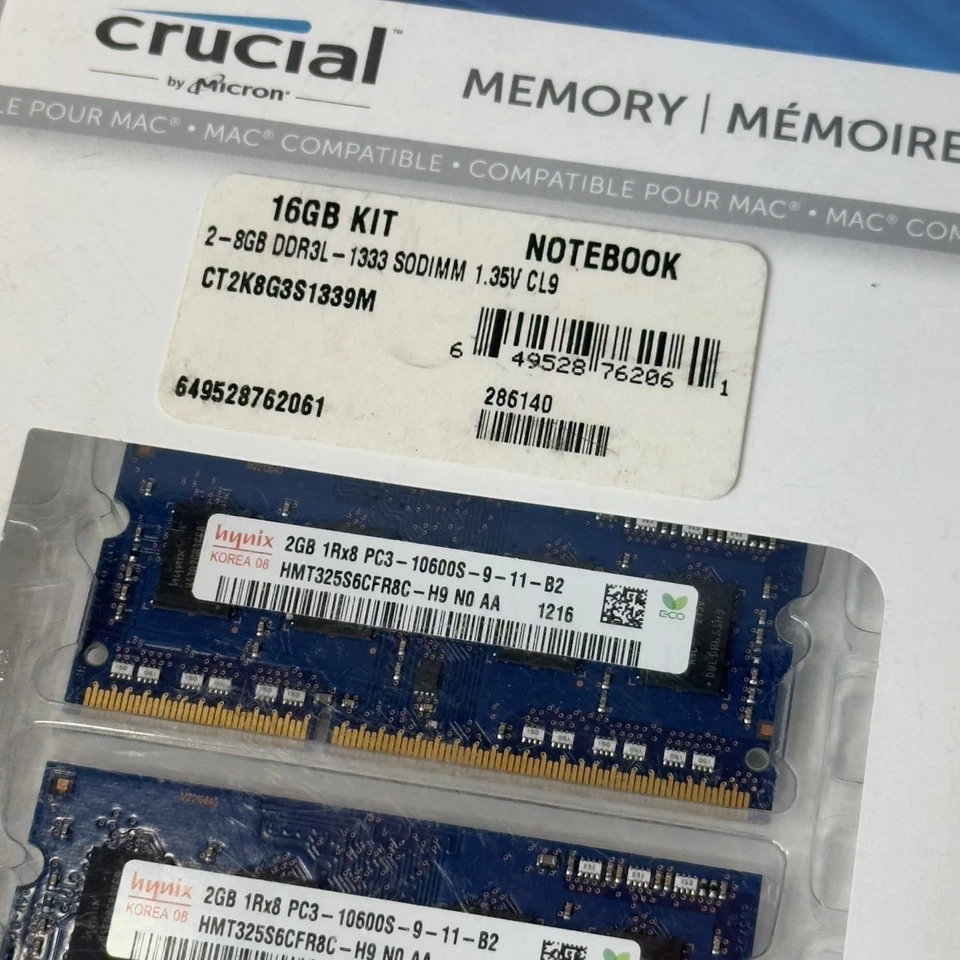 Crucial 16GB DDR3 RAM Kit 2x8GB 1333 1600 SODIMM Notebook Memory Mac Compatible - Image 3 of 4