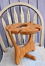 MCM Folding Wood Wine Bottle & Glass Rack Holder 6-Glass Display