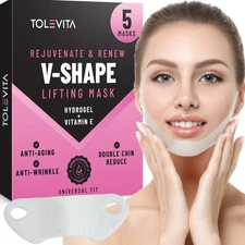 V- Line Lifting Mask Anti Aging  Double Chin Hydrogel VIT E - 5 Masks - ToleVita
