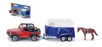 Siku 1/87 Jeep Mit PferdetransportanhÄNger Statisches Modell Diecast