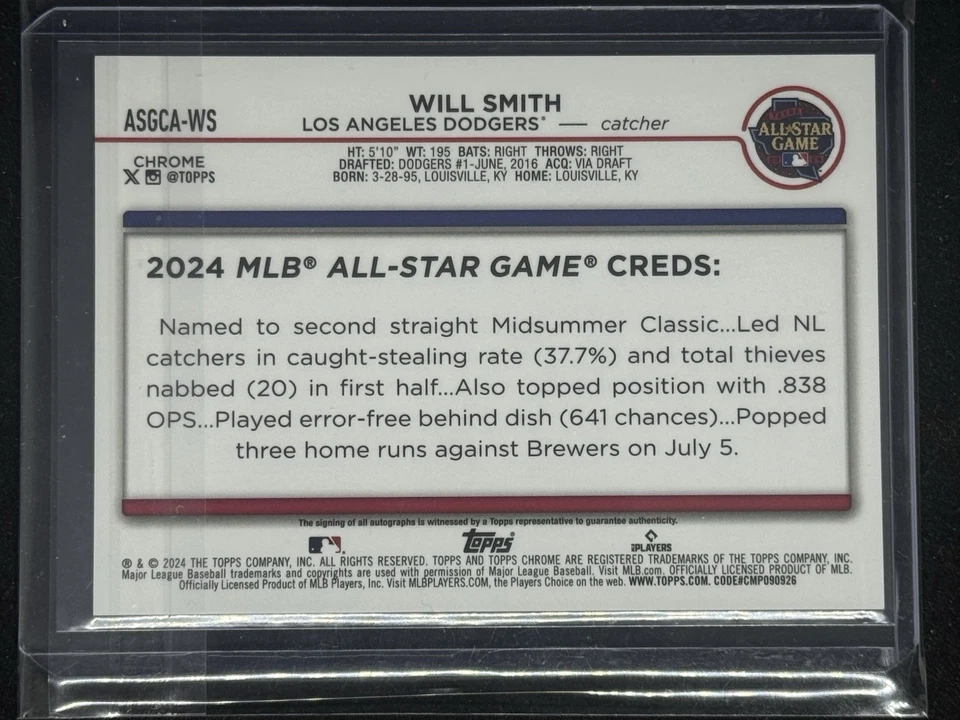 2024 Topps Chrome Orange Auto Refractor Will Smith!! 🔥 ASG!! HOT! /25 - Image 4 of 4