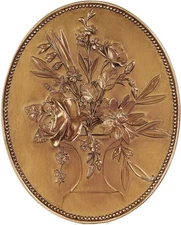 SIKOO Vintage Wall Sculptures Gold Flower Wall Art Hand Painted Ornate Wall Hang