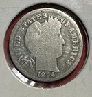 1894 US Barber SILVER Dime "Philadelphia" Mint! Good! Lower Mintage! Old US Coin