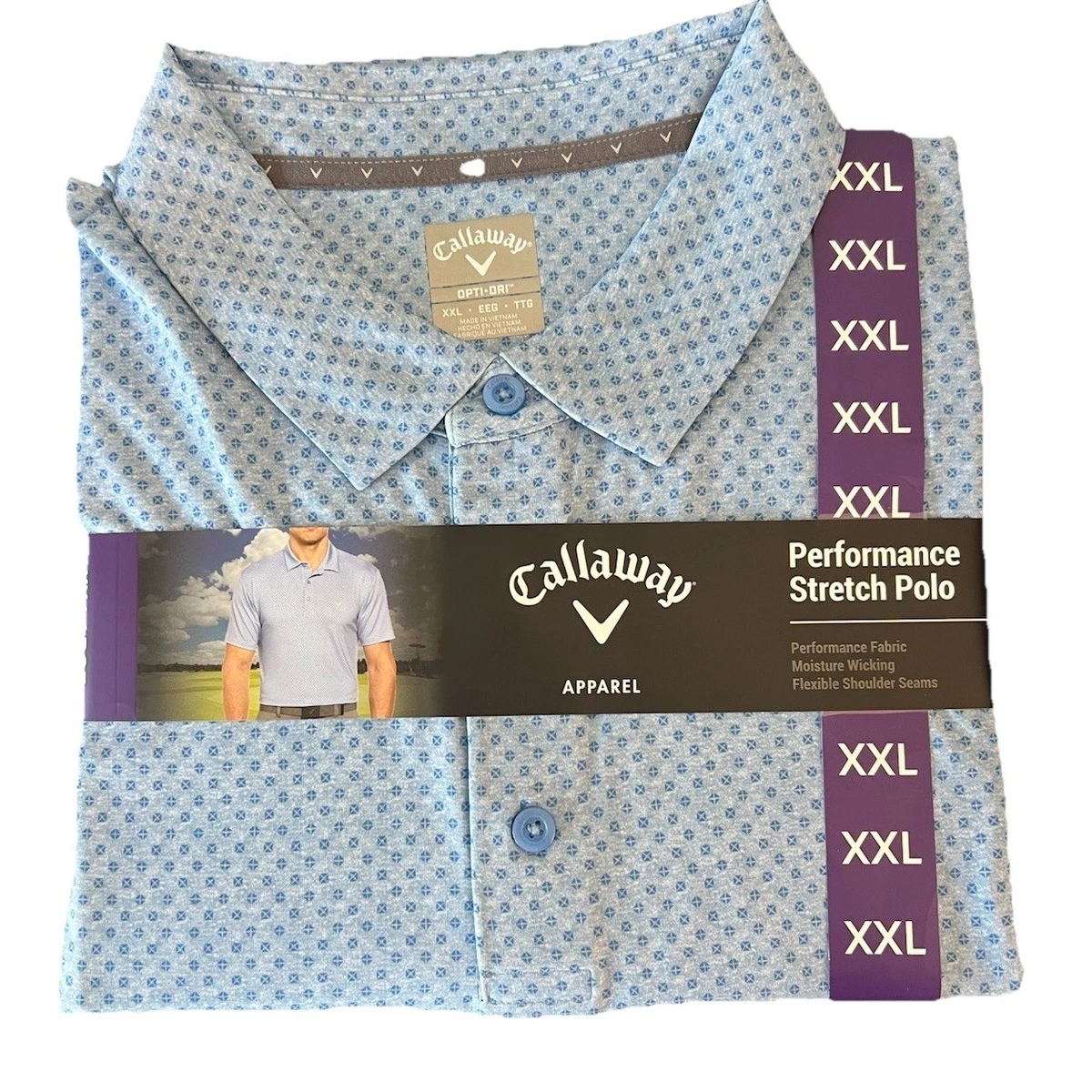 Polo De Golf Callaway Dri-Fit – Homme, Taille M, Coupe Régulière, Motif Multicolore (neuf Avec étiquettes)