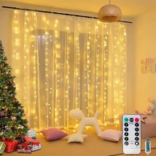 Led Curtain Lights 300 LED 8 Modes USB W/Remote for Home, Bedroom, Christmas