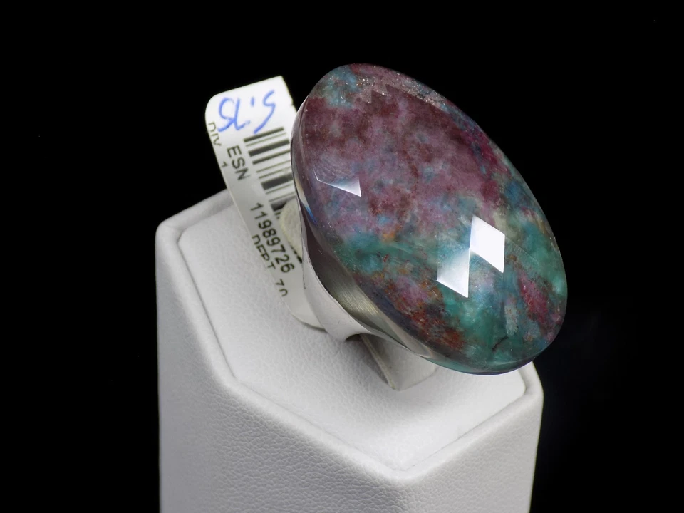 Anillo de cóctel Colleen Lopez rubí áspero zoisita triplete plata de ley 925 5,75 Foto 2 de 4