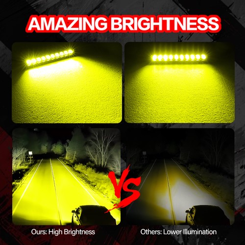12" Yellow LED Light Bar Spot Flood Combo for Truck SUV ATV Jeep Offroad Driving - Picture 5 of 20
