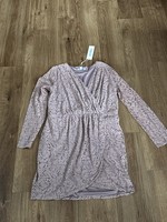 BNWT Blue Vanilla Nude lace long sleeve wrap Occasion dress VNeck Knee Length 