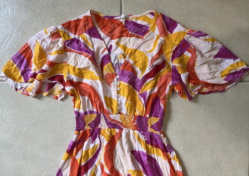 Abito prendisole Anthropologie Abel The Label stampa multicolore taglia M ciao lo rayon - Foto 2 di 11