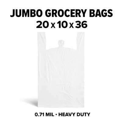 #ad Jumbo T Shirt Bags 20x10x36 0.71 Mil Heavy Duty Plastic Grocery Carry Out Bags $999.99