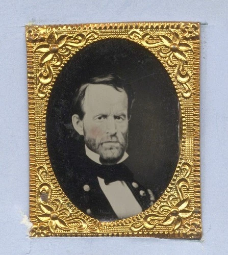 1860s WILLIAM TECUMSEH SHERMAN Civil War General Framed Gem Tintype CDV Photo