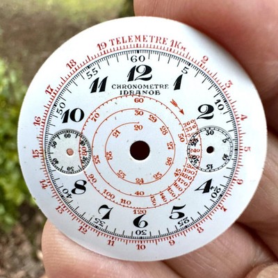 Chronometer Hydranob Porcelain Vintage Original Dial 35mm Landeron Hahn 30er Jahre