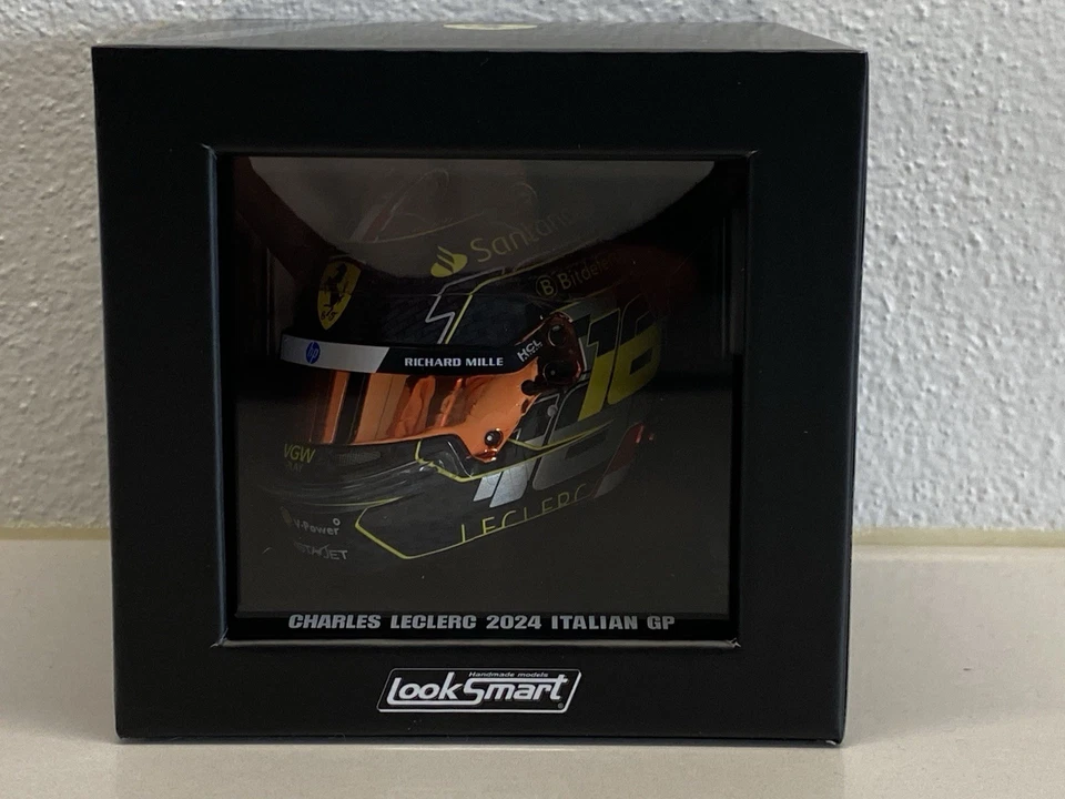 MODELLINO CASCO F1 HELMET 1:5 LOOKSMART FERRARI LECLERC #16 WINNER MONZA GP 2024 - Immagine 2 di 4