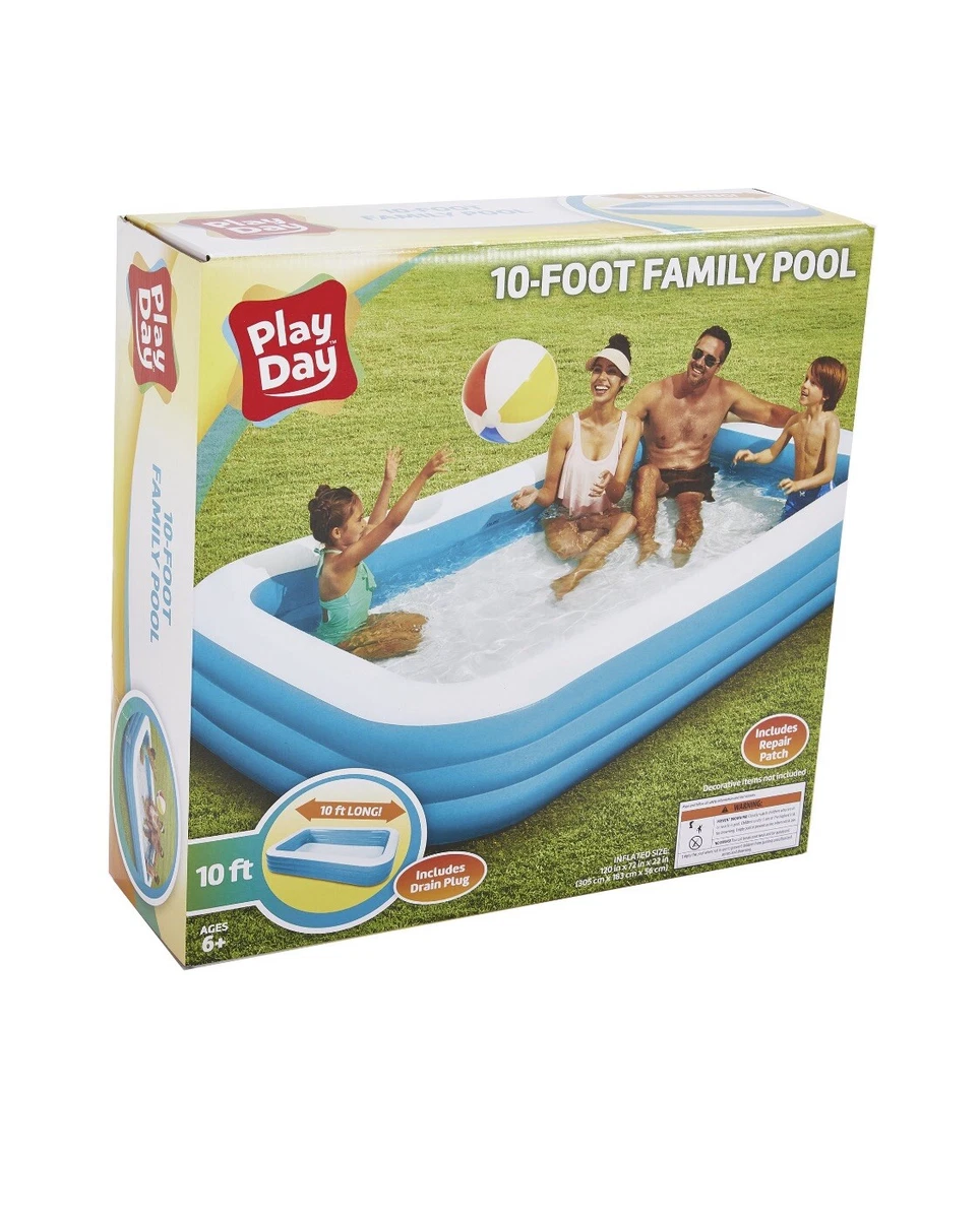 Play Day Inflatable 10 Foot Rectangular Family Pool 120