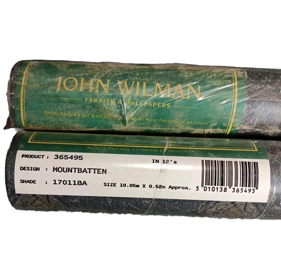Papel pintado de colección N.O.S John Wilman 2 rollos años 90 Mountbatten 170118A vinilo prepegado Foto 3 de 4