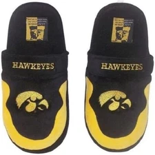 NCAA Iowa Hawkeyes Name Top Yellow & Black Slippers S Comfy Feet