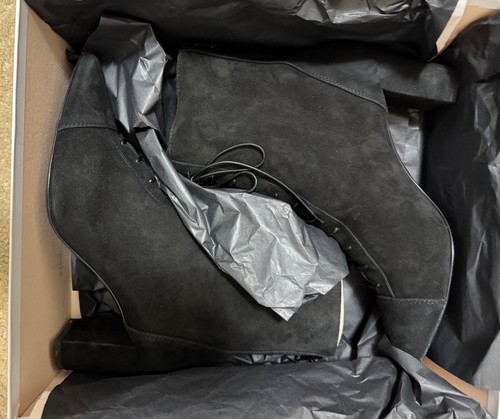 AGL Black suede Laced Pointed heel Designer Booties- 38. MSRP $495 - Picture 5 of 10