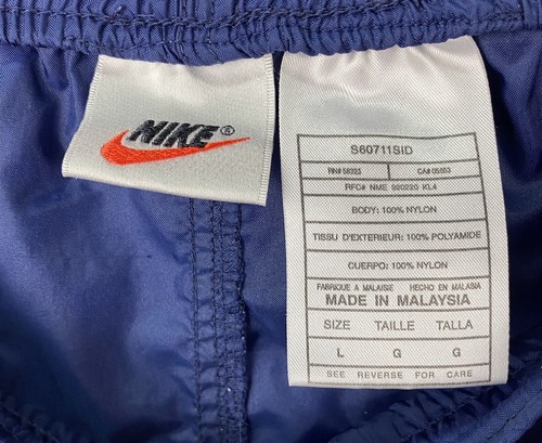 Nike Swoosh Track Pants L Nylon Windbreaker Joggers Baggy Blue 90s Zippers Seam - Picture 4 of 9