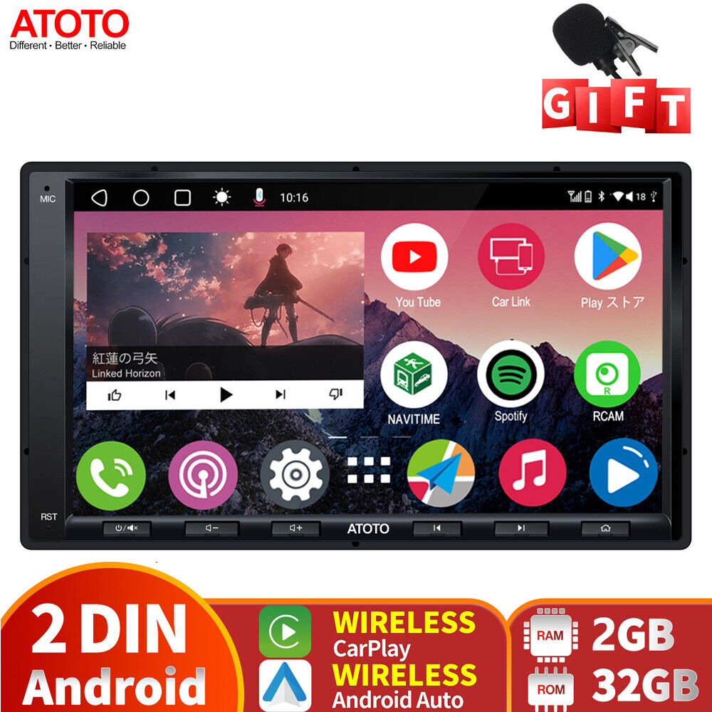 ATOTO A6 PF Double DIN Car Stereo Wireless Android Auto CarPlay GPS 2xBluetooth