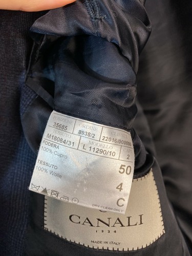 CANALI Mens Classic Fit Luxury Wool Brown Label Suit Jacket Blazer Size 50 / L - Picture 7 of 7