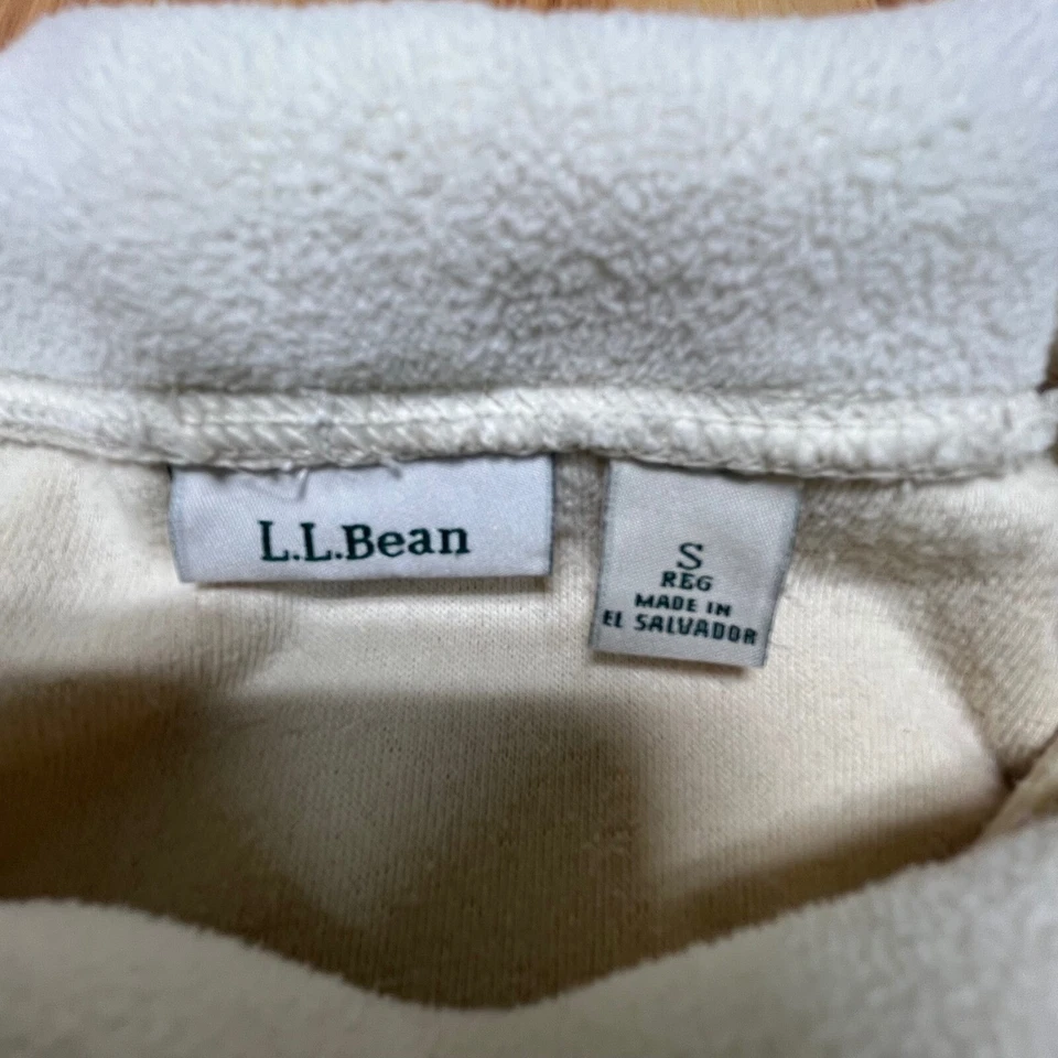 Parche de cuero marfil cuello alto simulado polar LL Bean vintage para mujer pequeño regular Foto 2 de 4