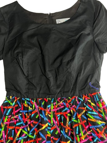 Bea Dot ModCloth Dress Women's Small Black Crayon Print Short Sleeve Cotton USA - Picture 12 of 16