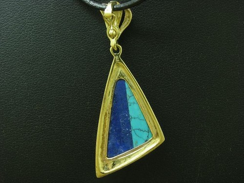 Clip Colgante De Oro Amarillo 8kt 333 Con Lapislázuli Y Turquesa / 5,8g - Imagen 4 de 6
