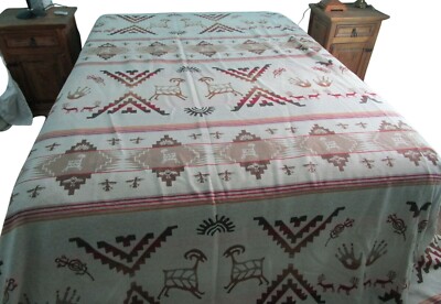 Vintage Pendleton Wool Bedspread King Rock Art Petroglyph Earth