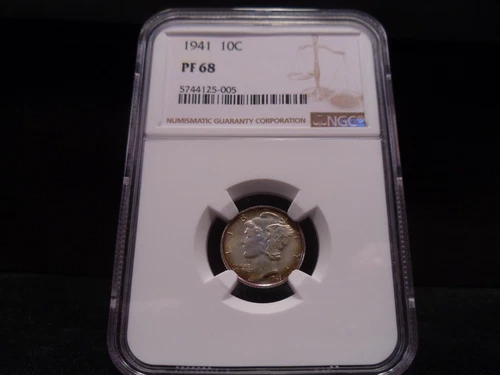 1941 PF68 (Proof) Mercury Dime NGC Certified Superb Gem - Fantastic Coin/PQ