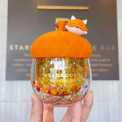 New 2021 Starbucks China Autumn Acorn Cute Fox 8oz Double Wall Glass Cup |  eBay