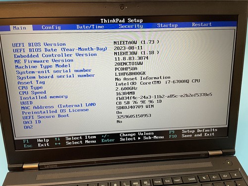 Lenovo ThinkPad P50 15.6" 2.60GHz i7-6700HQ 16GB RAM 128GB SSD M1000M #25 - Picture 13 of 13
