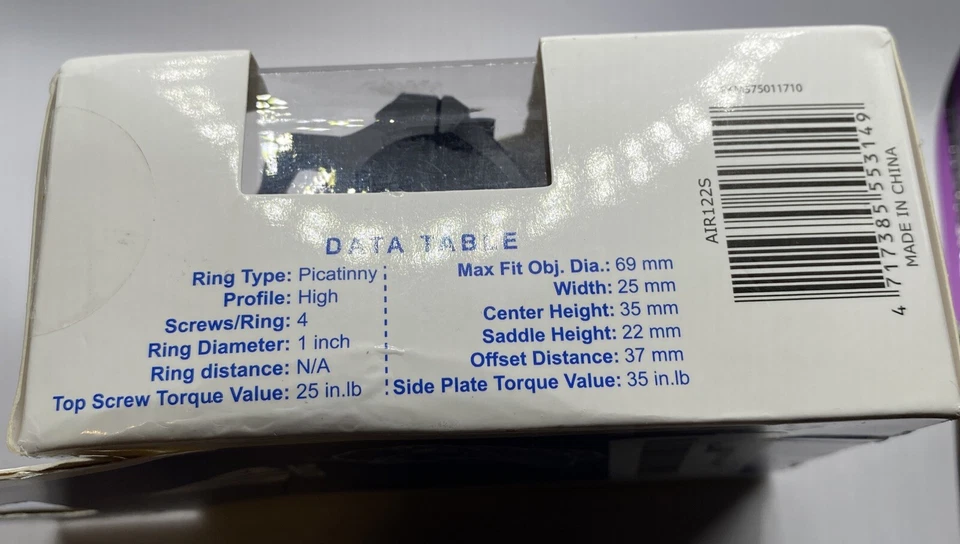 UTG AIR122S 37mm Offset Picatinny Scope Mount Rings 1" 2 Piece HIGH Profile - Image 2 of 4