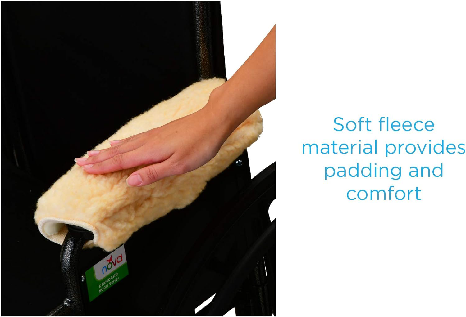 Nova Sheepskin Fleece Armrest Covers for Wheelchairs, Transport Chairs