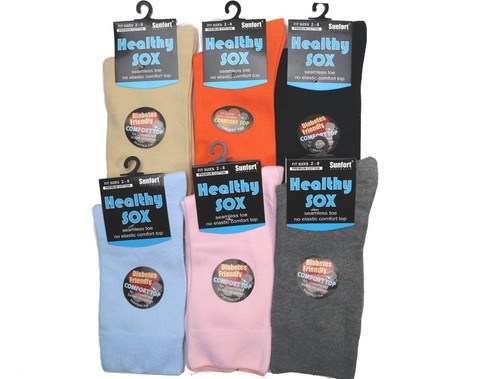 Women's Diabetic Loose Wide Top Medical Circulation Socks SEAMLESS SMOOTH TOE - Picture 3 of 16