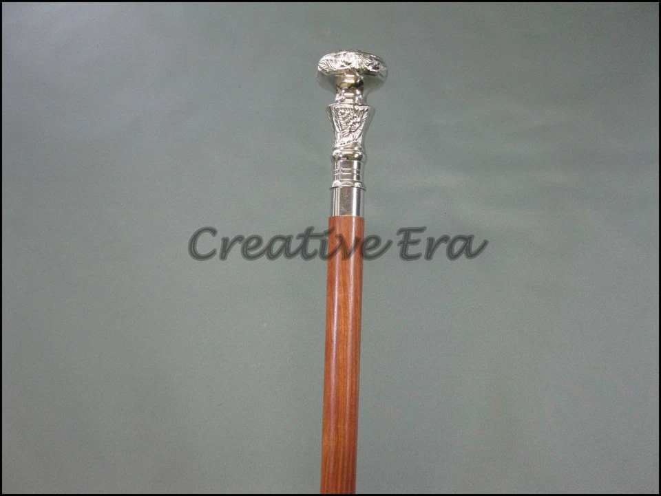 Shiny Brass Designer Handle Wooden Walking Cane Walking Stick Antique Style Gift - Image 3 of 4