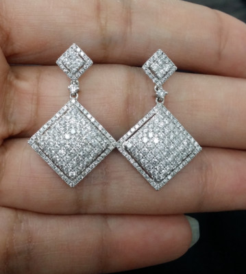 3.50 Ct Round Cut Simulated Diamond Dangle Drop Earrings 14k White Gold Plated