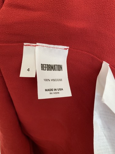 NWT REFORMATION Long Sleeve Jumpsuit Red Front Tie Red Sz 4 - Picture 3 of 4