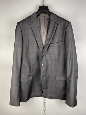 Versace Collection Mens Wool Check Button Suit Jacket Blazer Size 52 / L