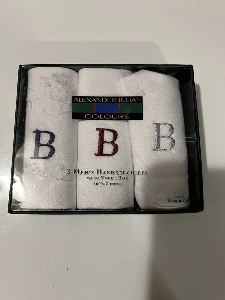 Pañuelos Alexander Julian Colores 3 Hombre Blanco "B" 100% Algodón en Caja Foto 2 de 3