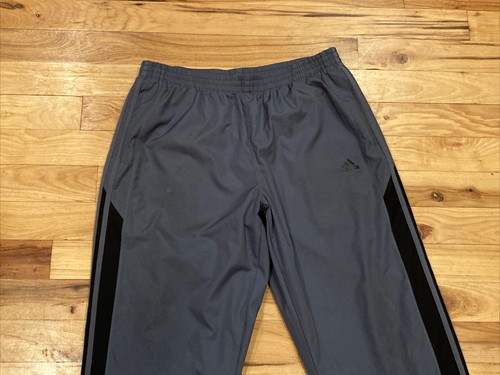 Adidas Track Sweat Pants Gray Black Drawstring Zipper Legs Mens XL Fits 34 x 32 - Picture 5 of 12