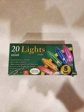 Indoor Christmas Colored String Light 2 Boxes 5 Feet Long 20 Lights Crafting