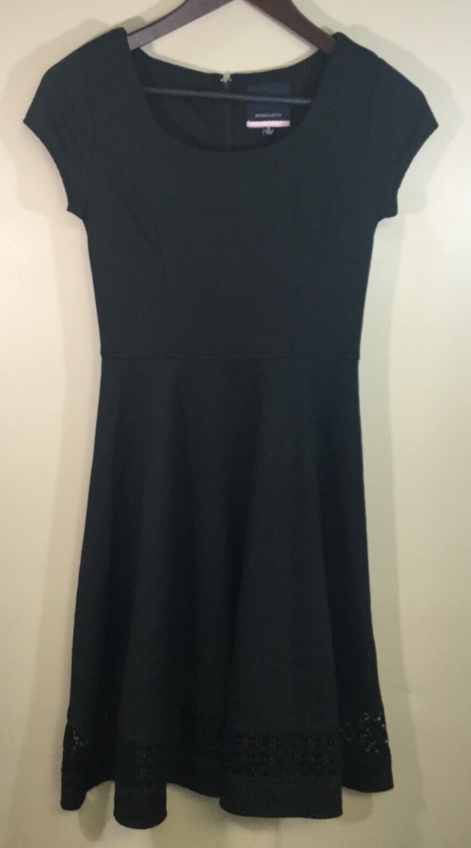 ModCloth Black Textured A-Line Dress With Lace Size Small. | eBay ModCloth Black Textured A-Line Dress With Lace Size Small. | eBay